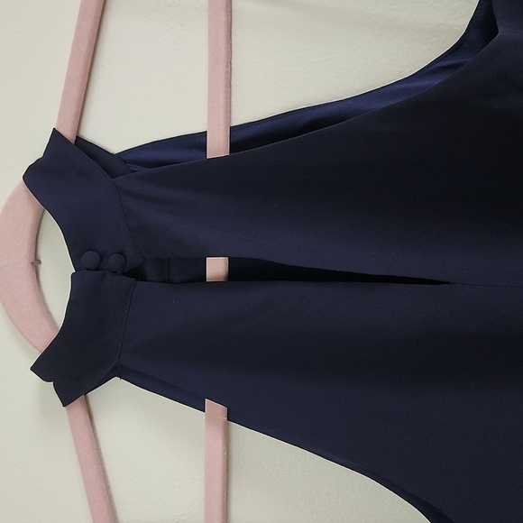 LIKELY Cameron Gown Navy Georgette Blouson Halter Maxi Dress XS - Picture 8 of 10